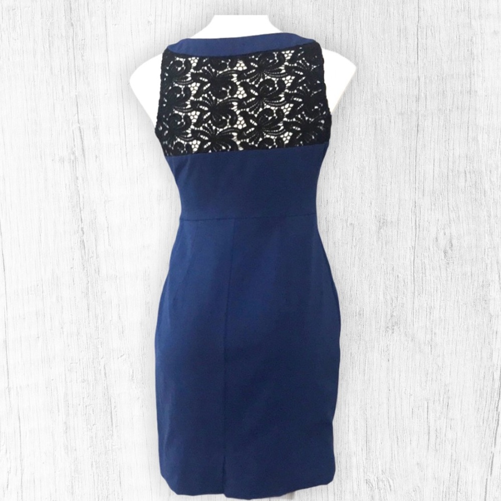 Sleeveless Blue Dress with black crochet back